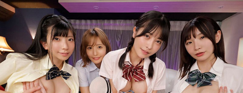 森日向子、百永さりな(百永纱里奈)、Nia、百咲みいろ(百咲未色)共演作品CAWD-618发布!「4位迷你裙长腿辣妹」逆5P调教,火辣腿交淫语不断!